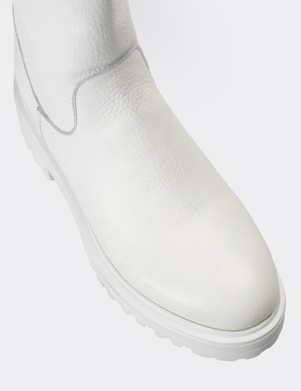 White  Leather Boots - 01807ZBYZE01