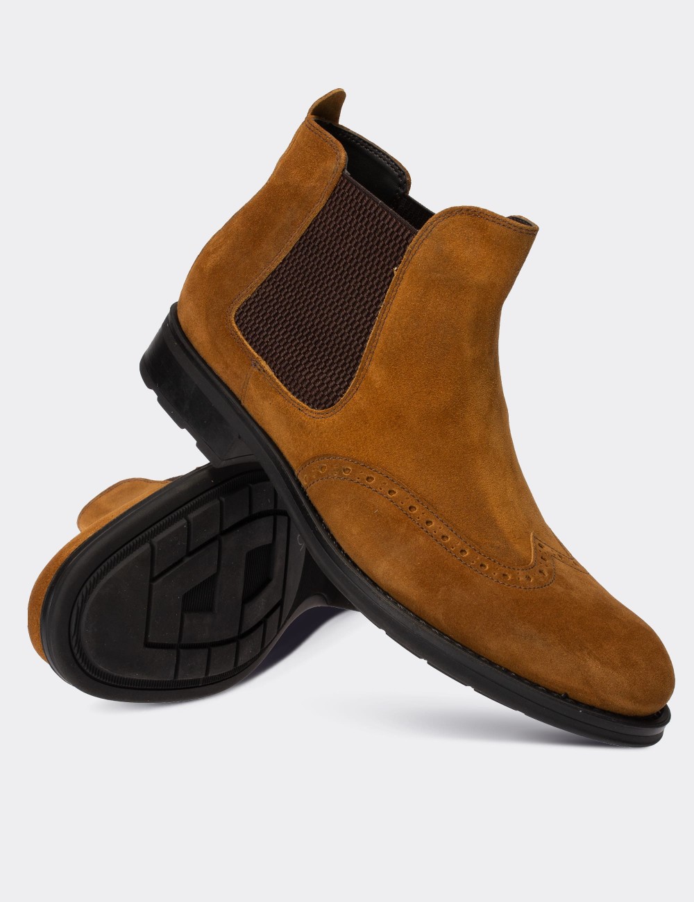 Tan Suede Leather Chelsea Boots - 01622MTBAC03