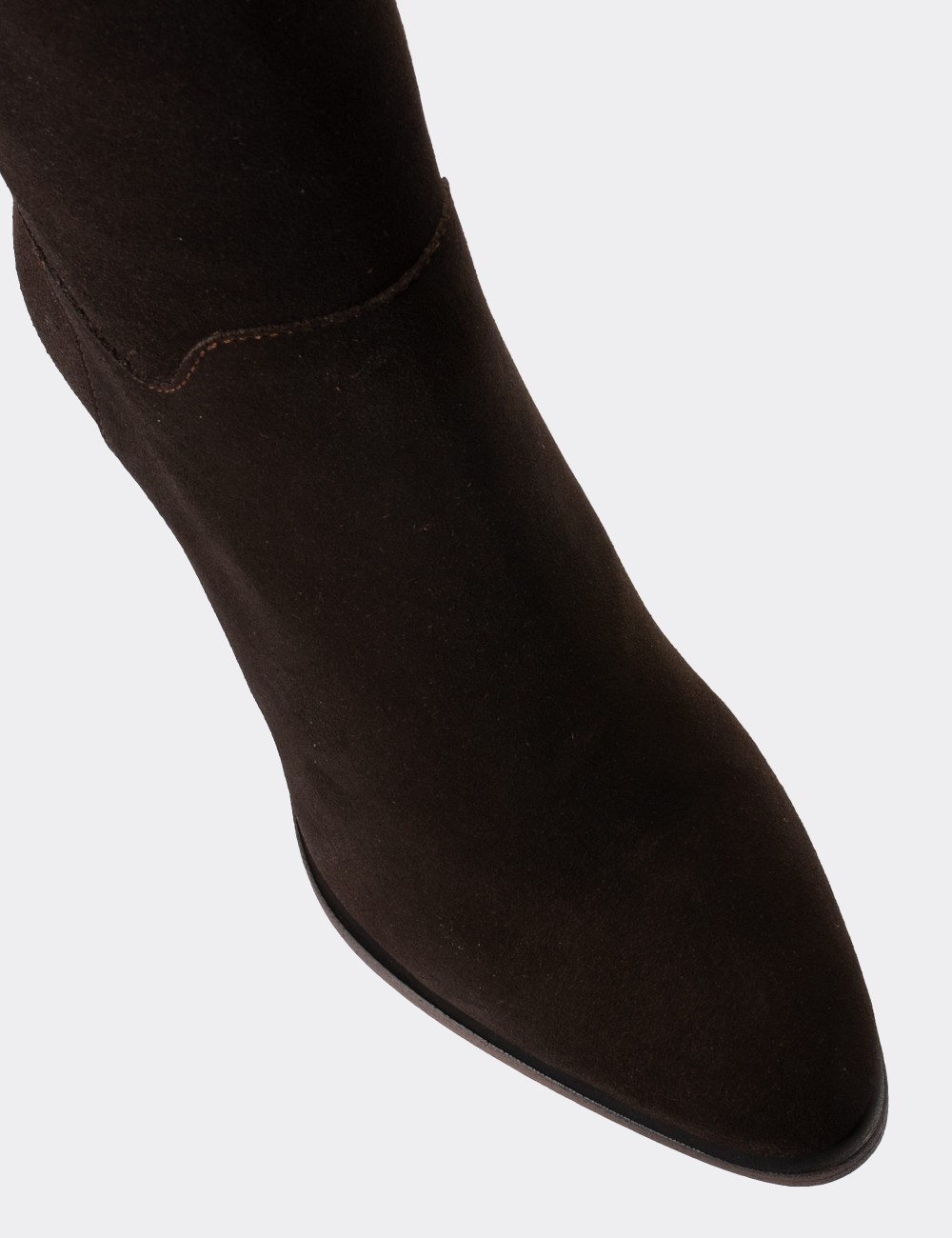 Brown Suede Leather  Boots - E4411ZKHVC01