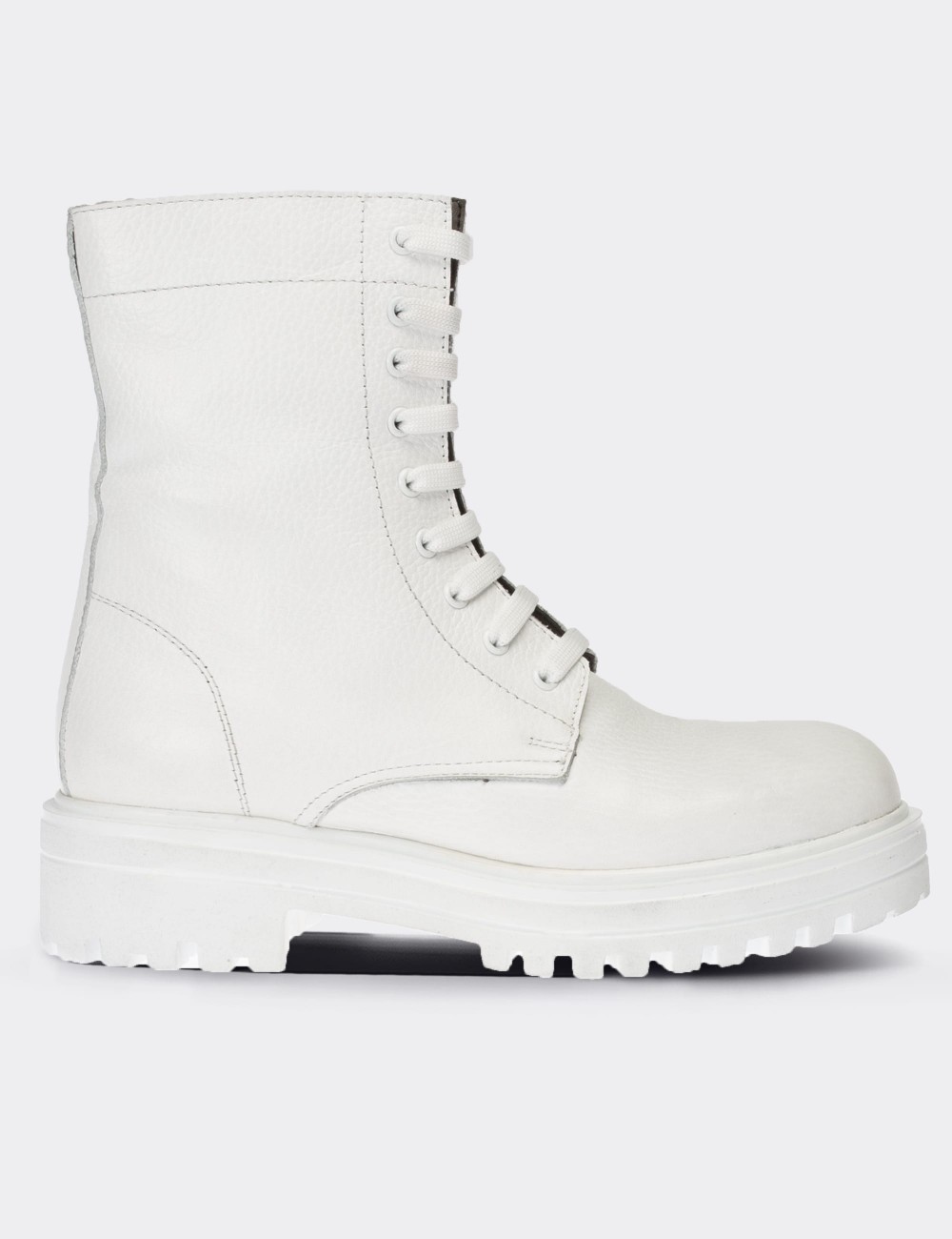 White  Leather Postal Boots - 01814ZBYZE02