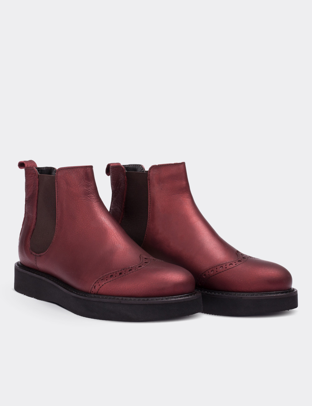Burgundy Leather Chelsea Boots 01572ZBRDE01 - Deery