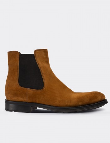 Brown Suede Leather Chelsea Boots - 01620MTRNC02