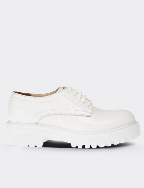 White  Leather Oxford Shoes