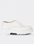 White  Leather Oxford Shoes