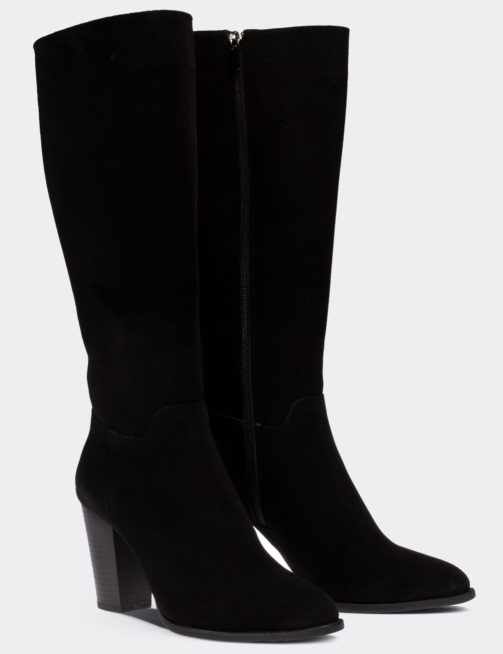 Black Suede Leather  Boots - E4411ZSYHC02