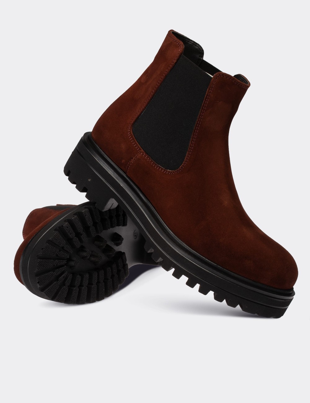 Brown Suede Leather Chelsea Boots - 01801ZKHVE01