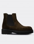 Green Suede Leather Chelsea Boots