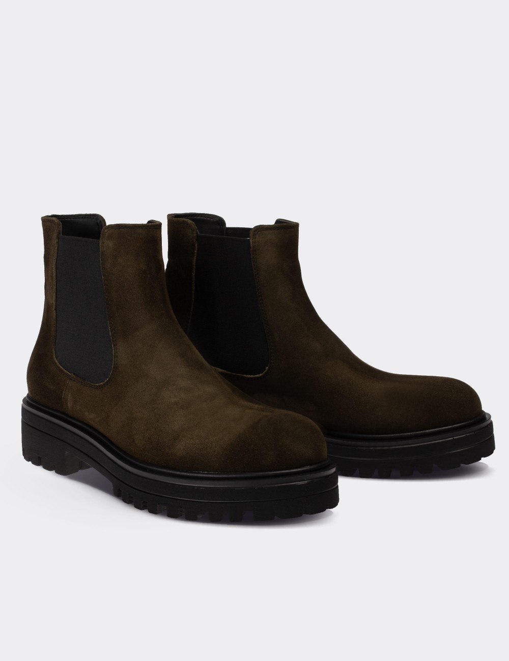 Green Suede Leather Chelsea Boots - 01801ZYSLE01