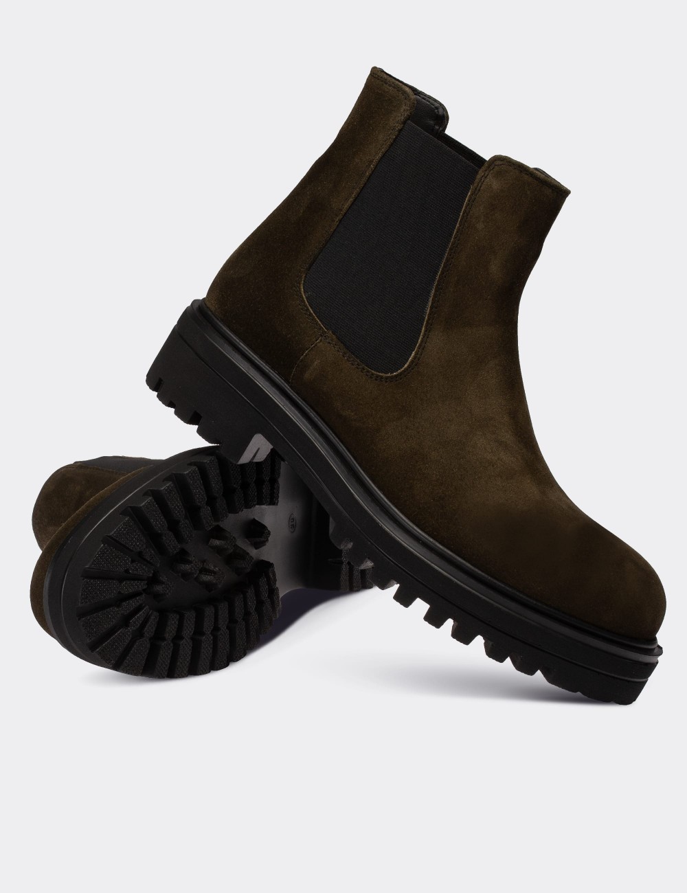 Green Suede Leather Chelsea Boots - 01801ZYSLE01