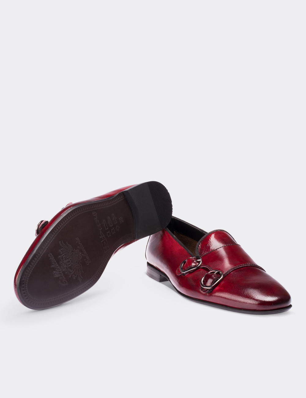 Burgundy Patent Leather Loafers - 01611ZBRDM01
