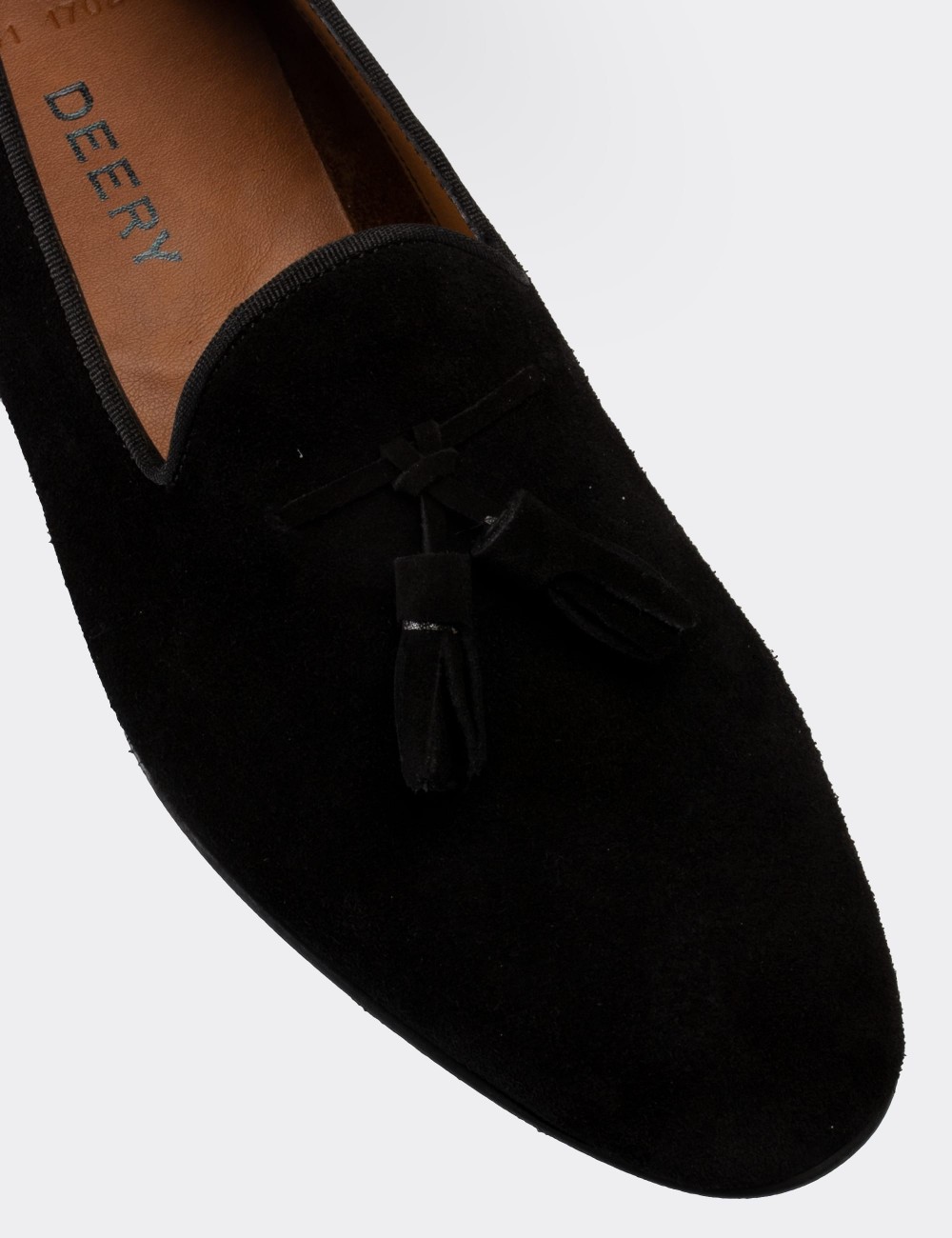 Black Suede Leather Loafers - 01702MSYHC07