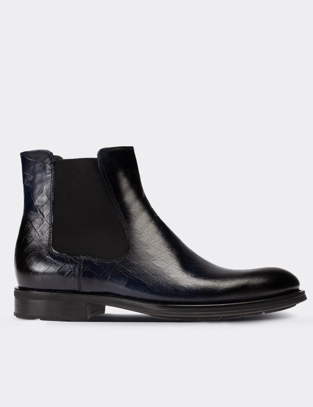 Navy  Leather Chelsea Boots - 01620MLCVC12
