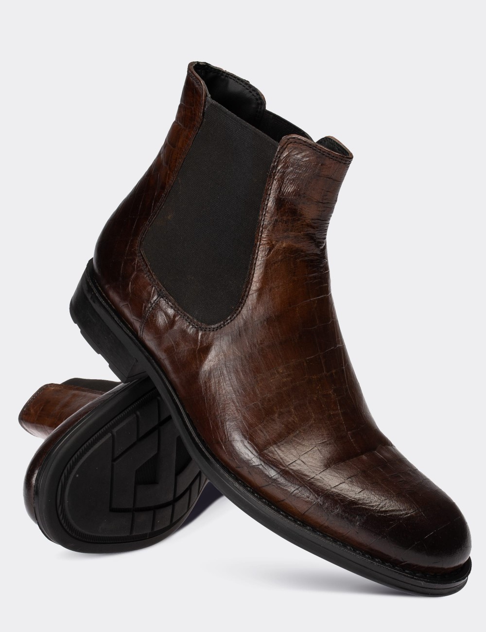 Brown  Leather Chelsea Boots - 01620MKHVC26