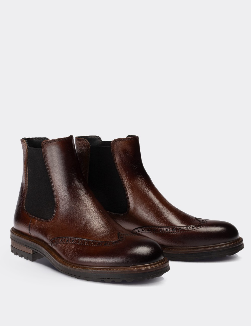 Tan  Leather Chelsea Boots - 01622MTBAC04