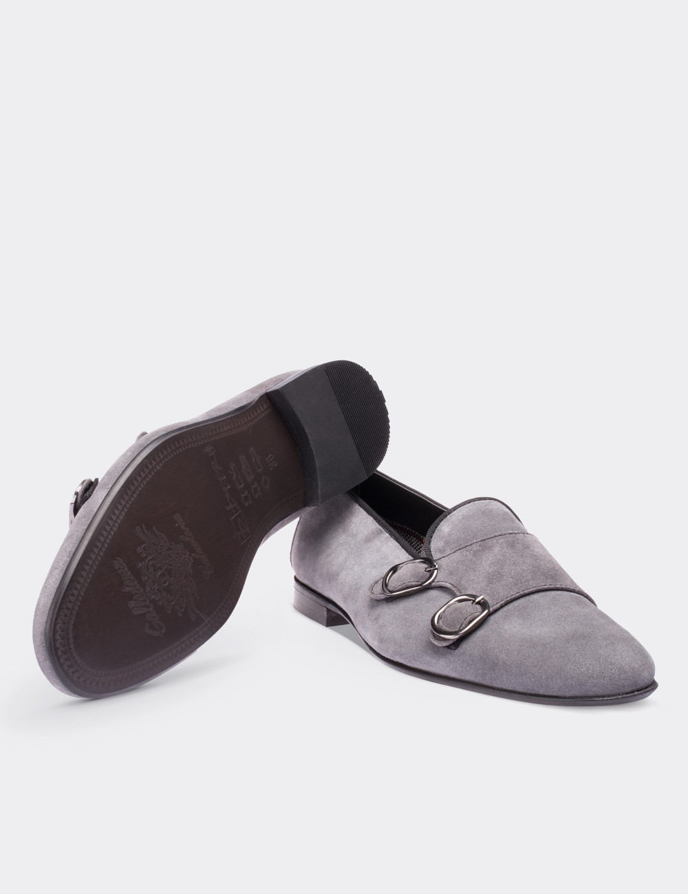 Gray Suede Leather Loafers - 01611ZGRIM01