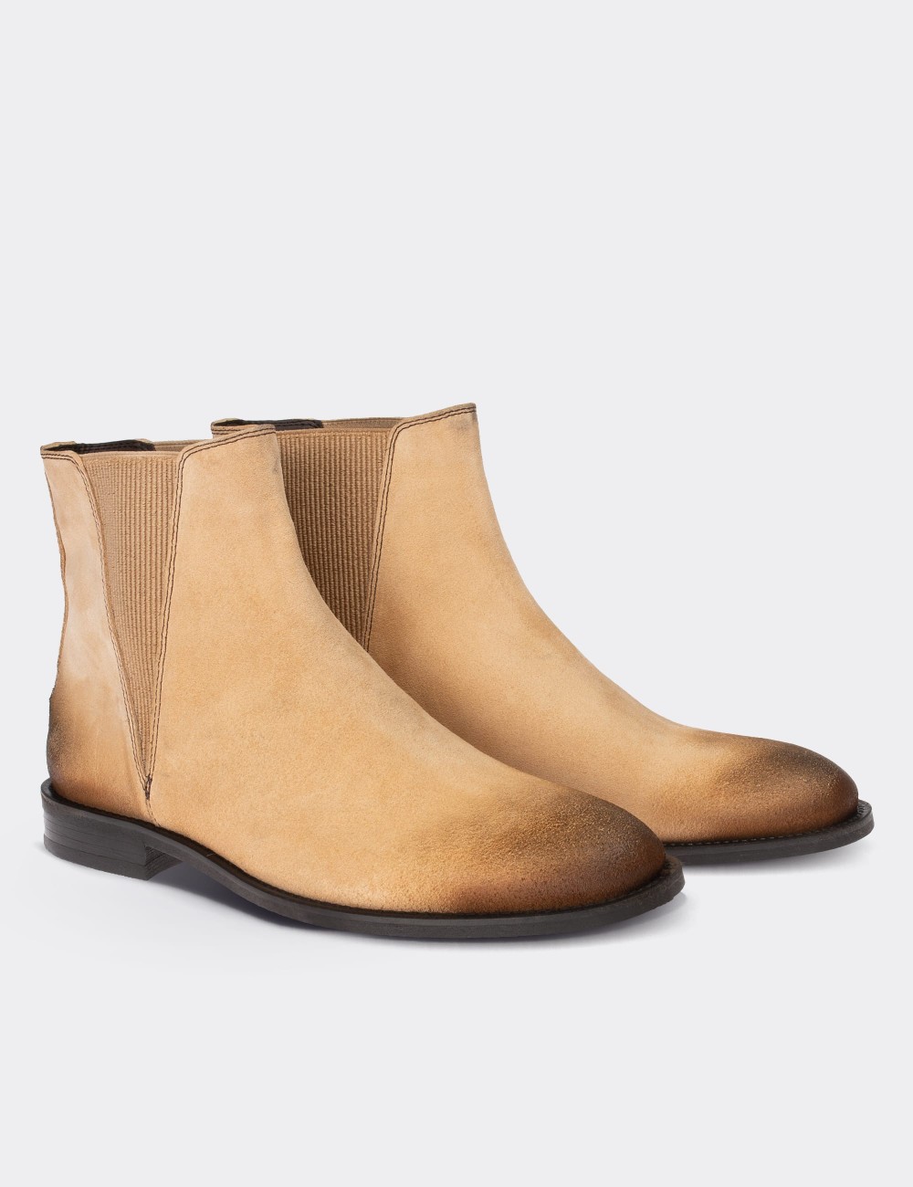 Tan Suede Leather Chelsea Boots - 01689MTBAM01