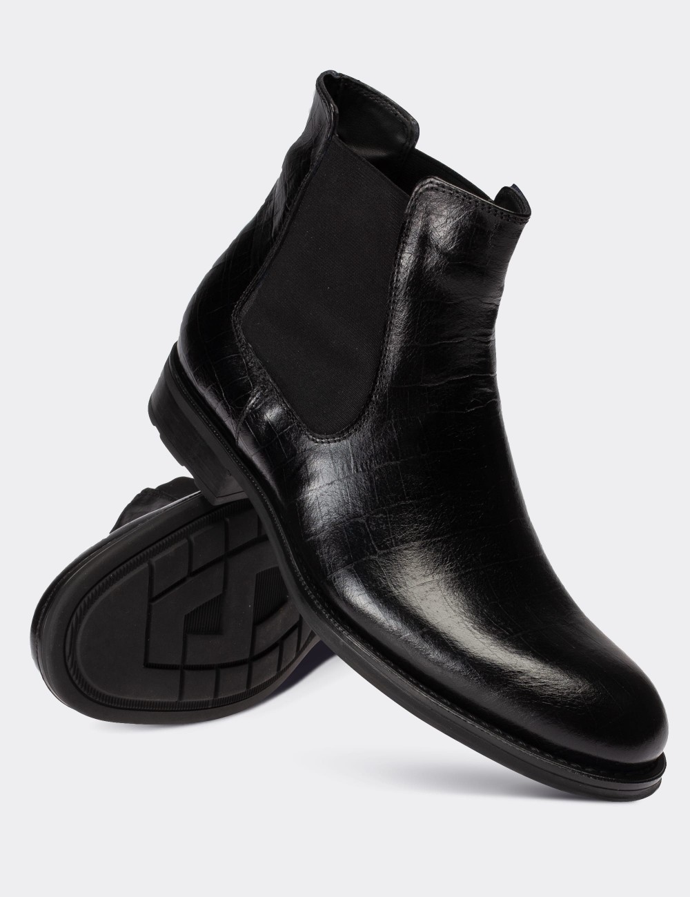 Black  Leather Chelsea Boots - 01620MSYHC18