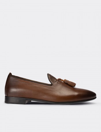 Tan  Leather Loafers - 01702MTBAC02