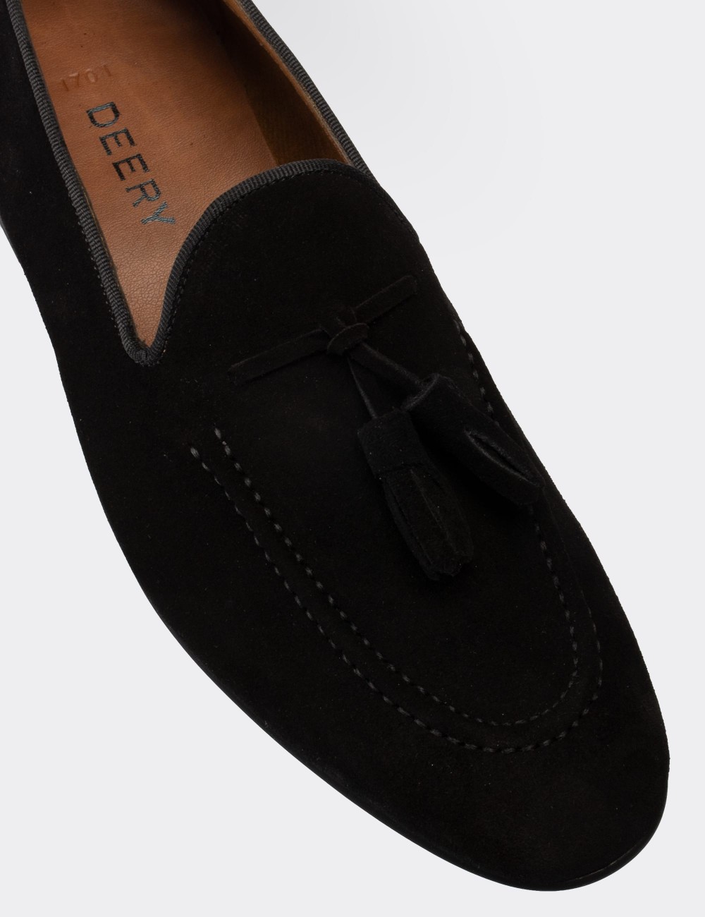 Black Suede Leather Loafers - 01701MSYHC06