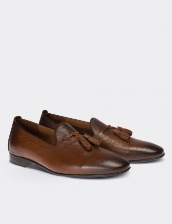 Tan  Leather Loafers - 01702MTBAC02
