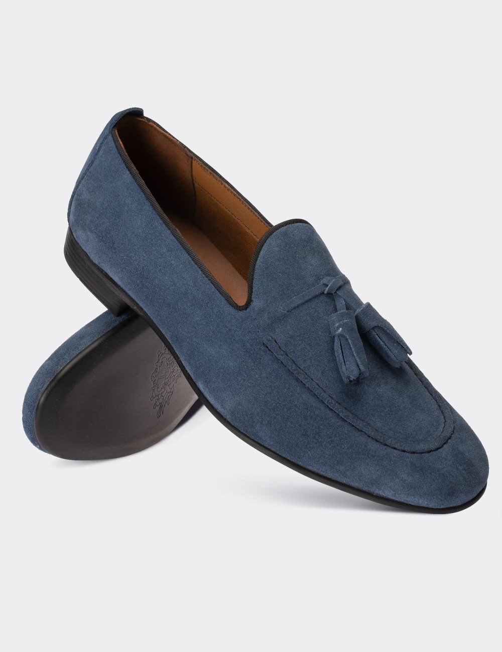 Blue Suede Leather Loafers - 01701MMVIC01