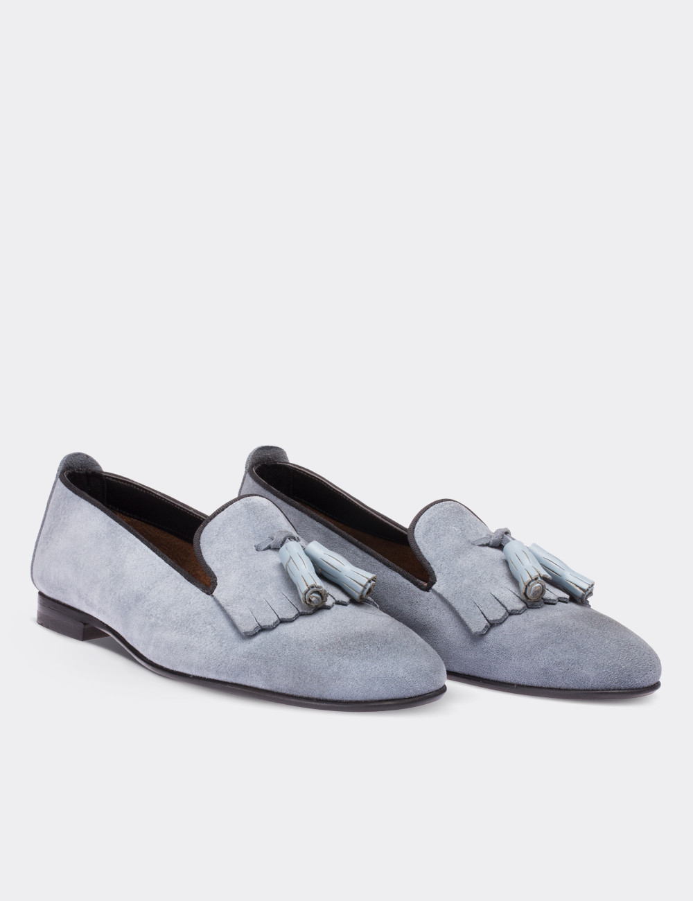 Blue Suede Leather Loafers - 01612ZMVIM01