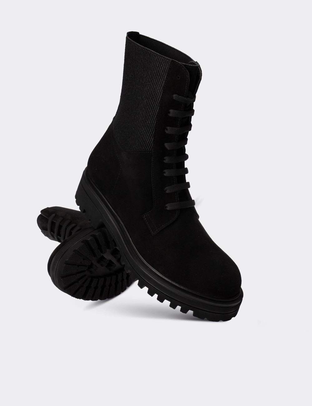 Black Suede Leather Boots - E2021ZSYHC01