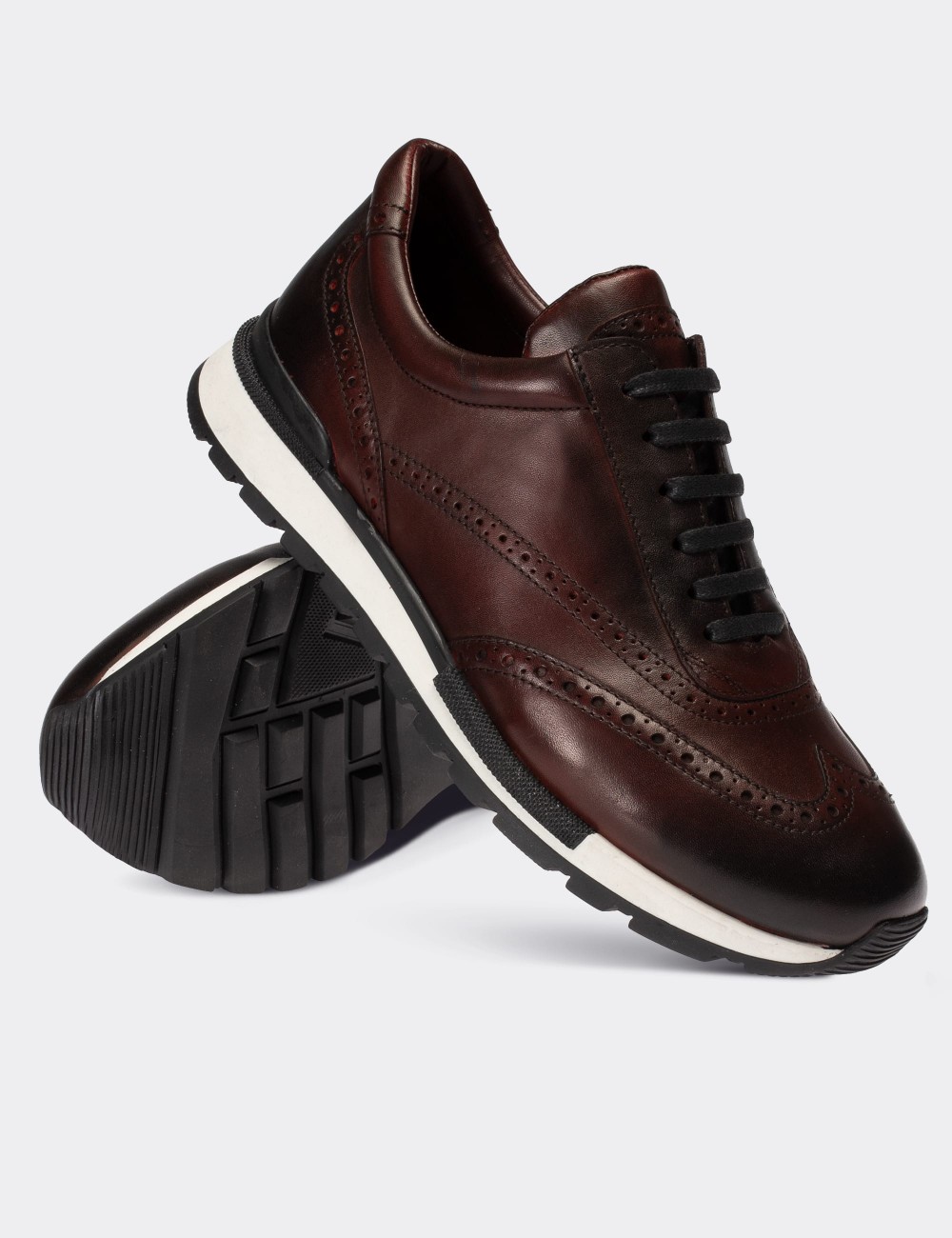 Burgundy  Leather Sneakers - 00750MBRDT01