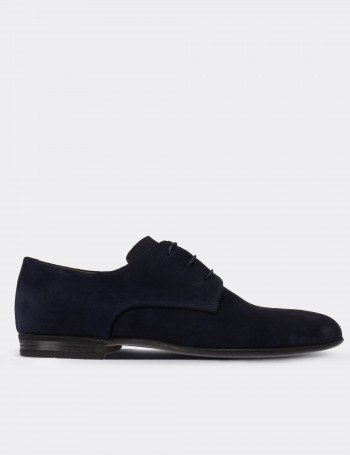 Navy Suede Leather Classic Shoes - 01709MLCVC03