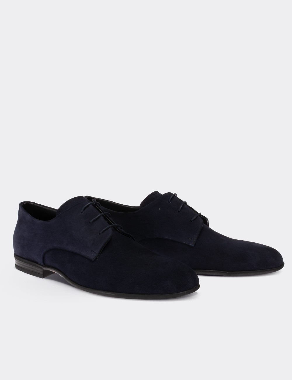 Navy Suede Leather Classic Shoes - 01709MLCVC03