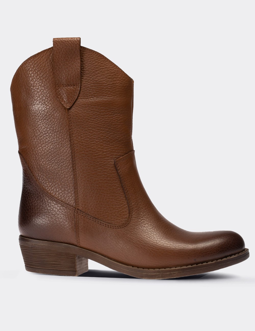 Tan  Leather Western Boots - E4468ZTBAC01