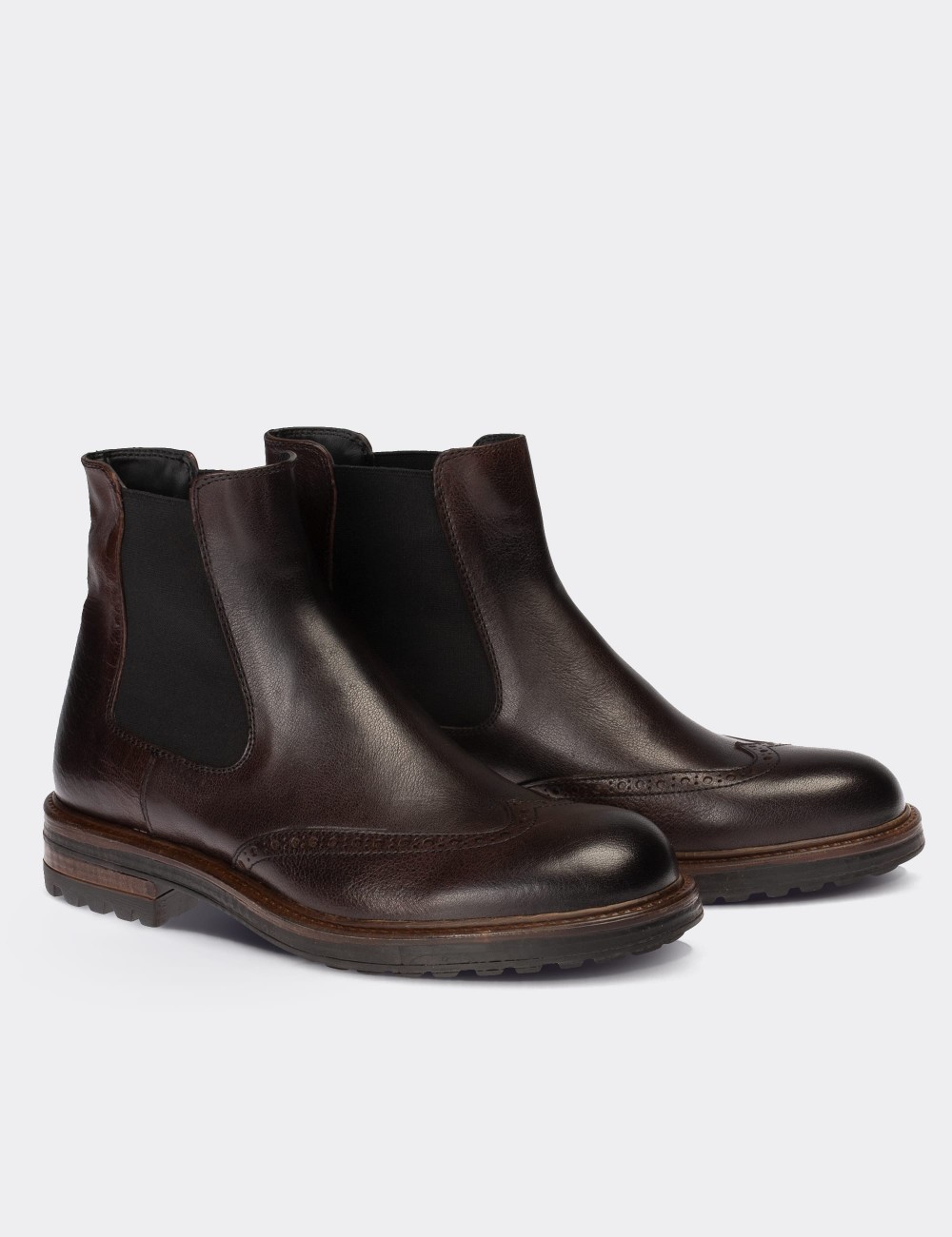 Brown  Leather Chelsea Boots - 01622MKHVC11
