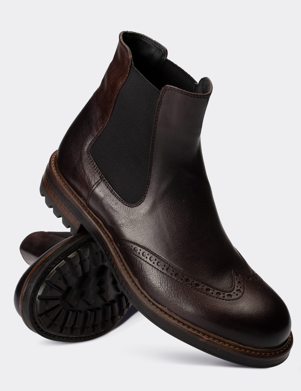 Brown  Leather Chelsea Boots - 01622MKHVC11