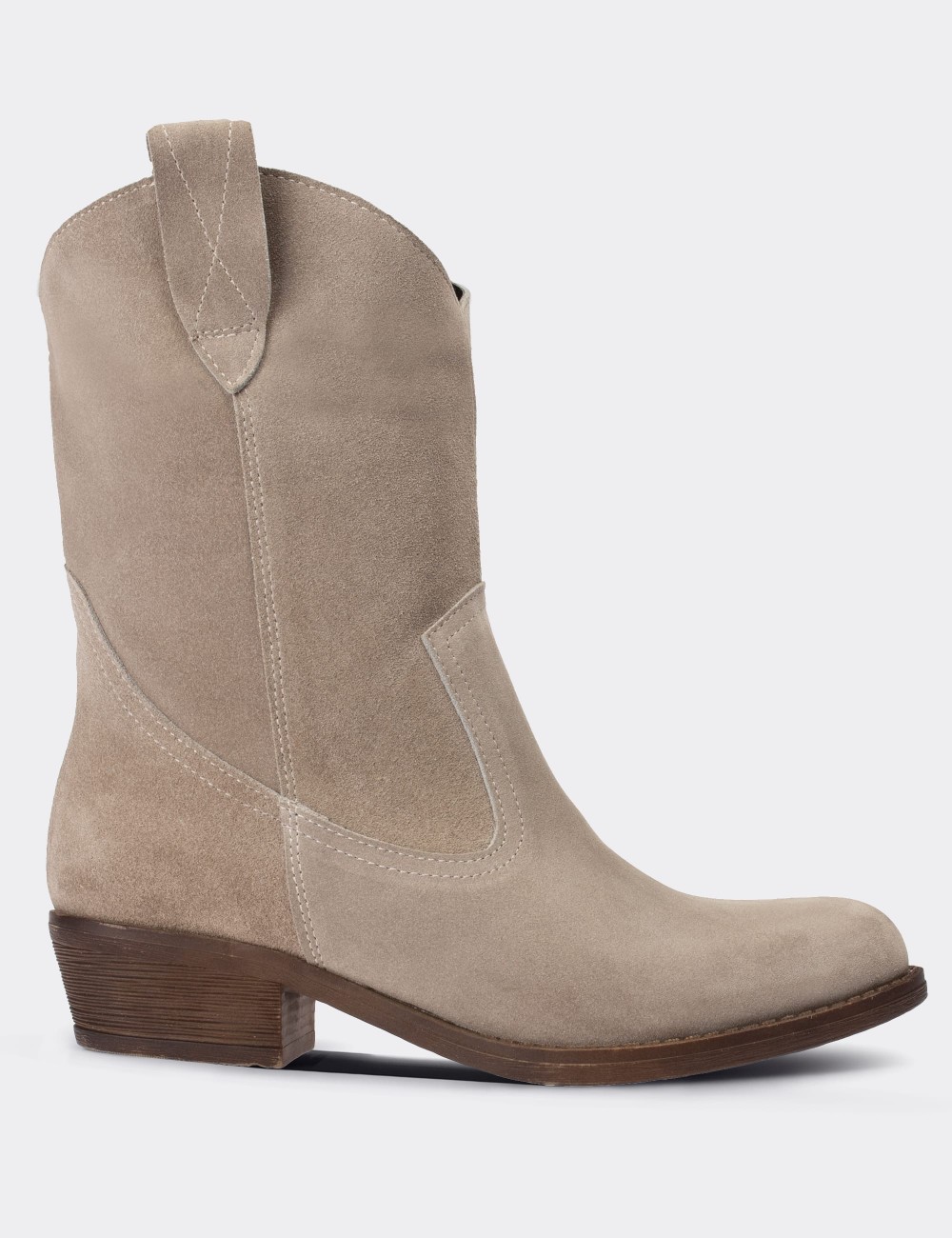 Gray Suede Leather  Boots - E4468ZGRIC01