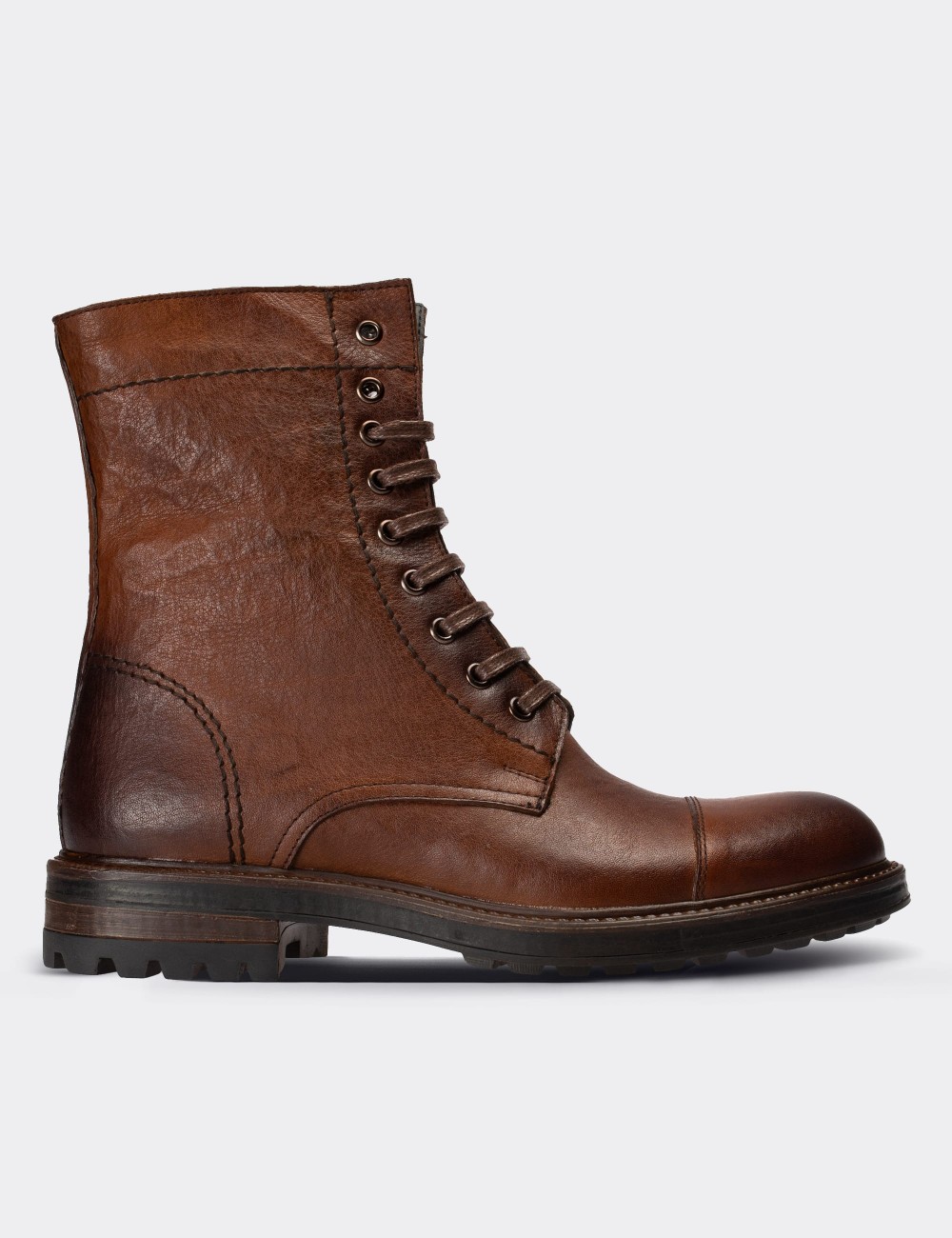 Brown  Leather Postal Boots - 01857MKHVC09