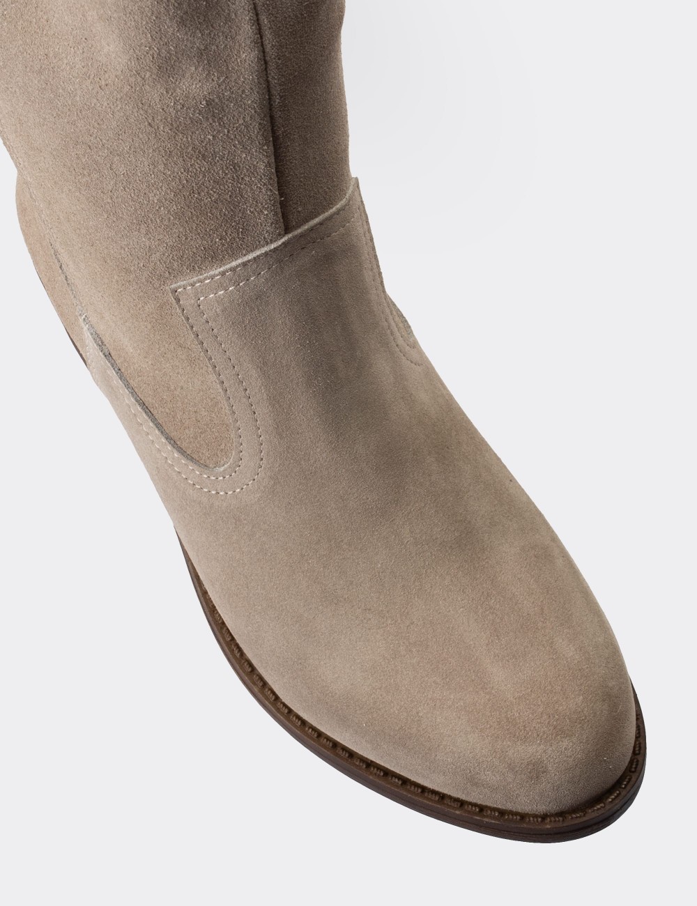 Gray Suede Leather  Boots - E4468ZGRIC01