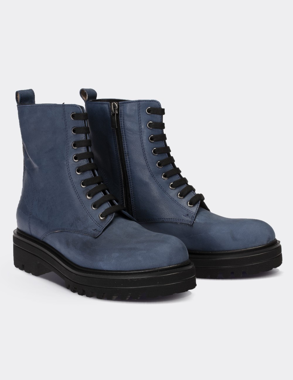 Blue  Leather  Boots - 01814ZMVIE12