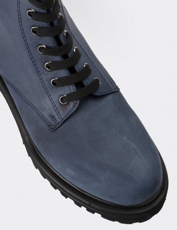 Blue  Leather  Boots - 01814ZMVIE12
