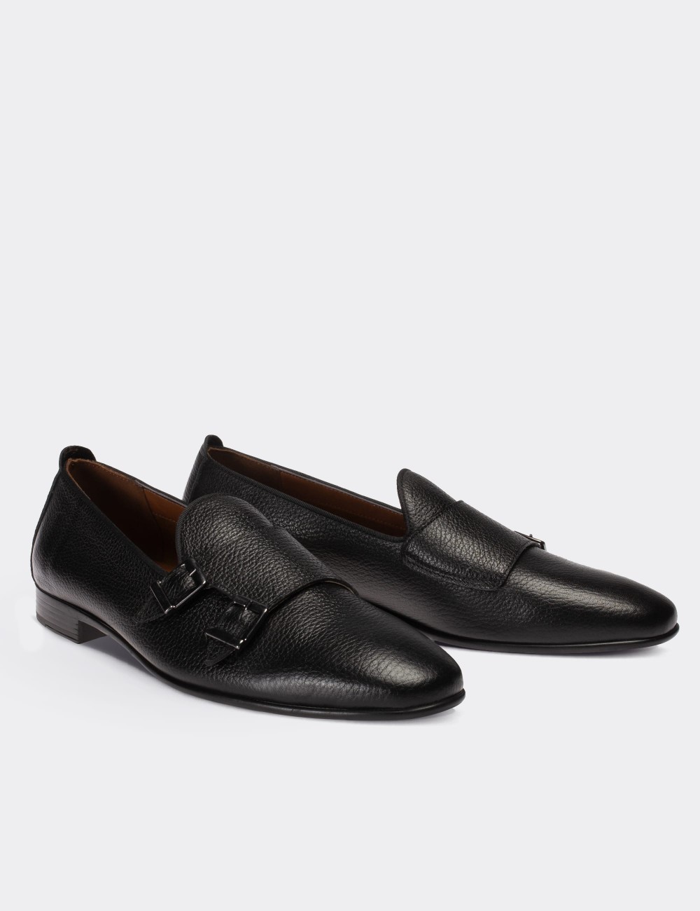 Black  Leather Loafers - 01705MSYHC02