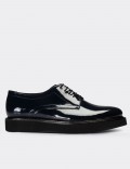 Navy Patent Lace-up Shoes