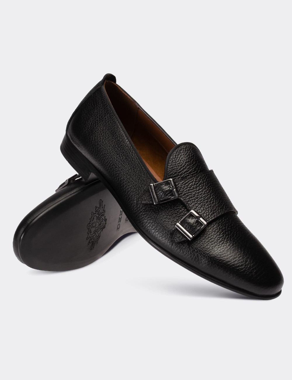 Black  Leather Loafers - 01705MSYHC02