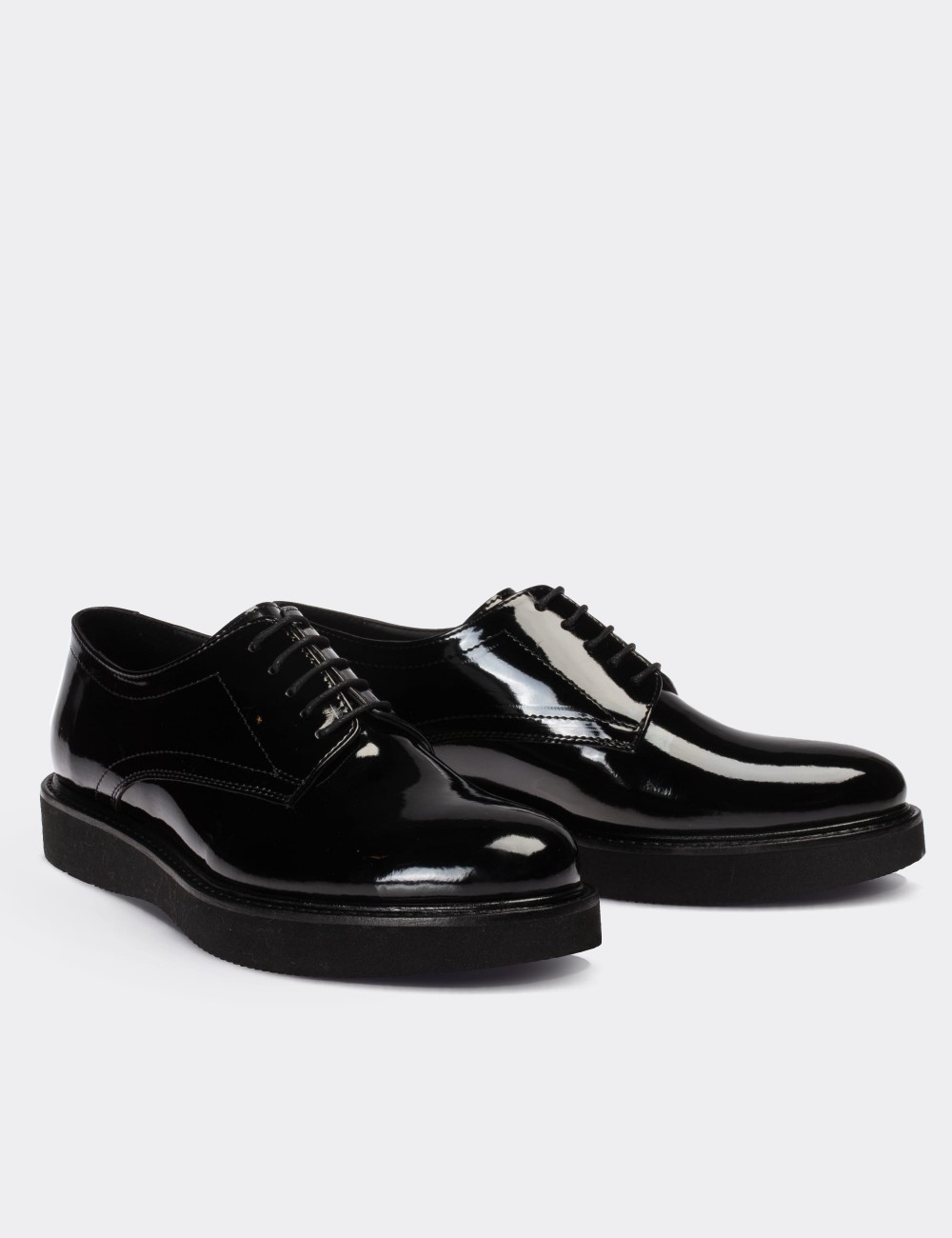 Black Patent Lace-up Shoes - 01430ZSYHE12
