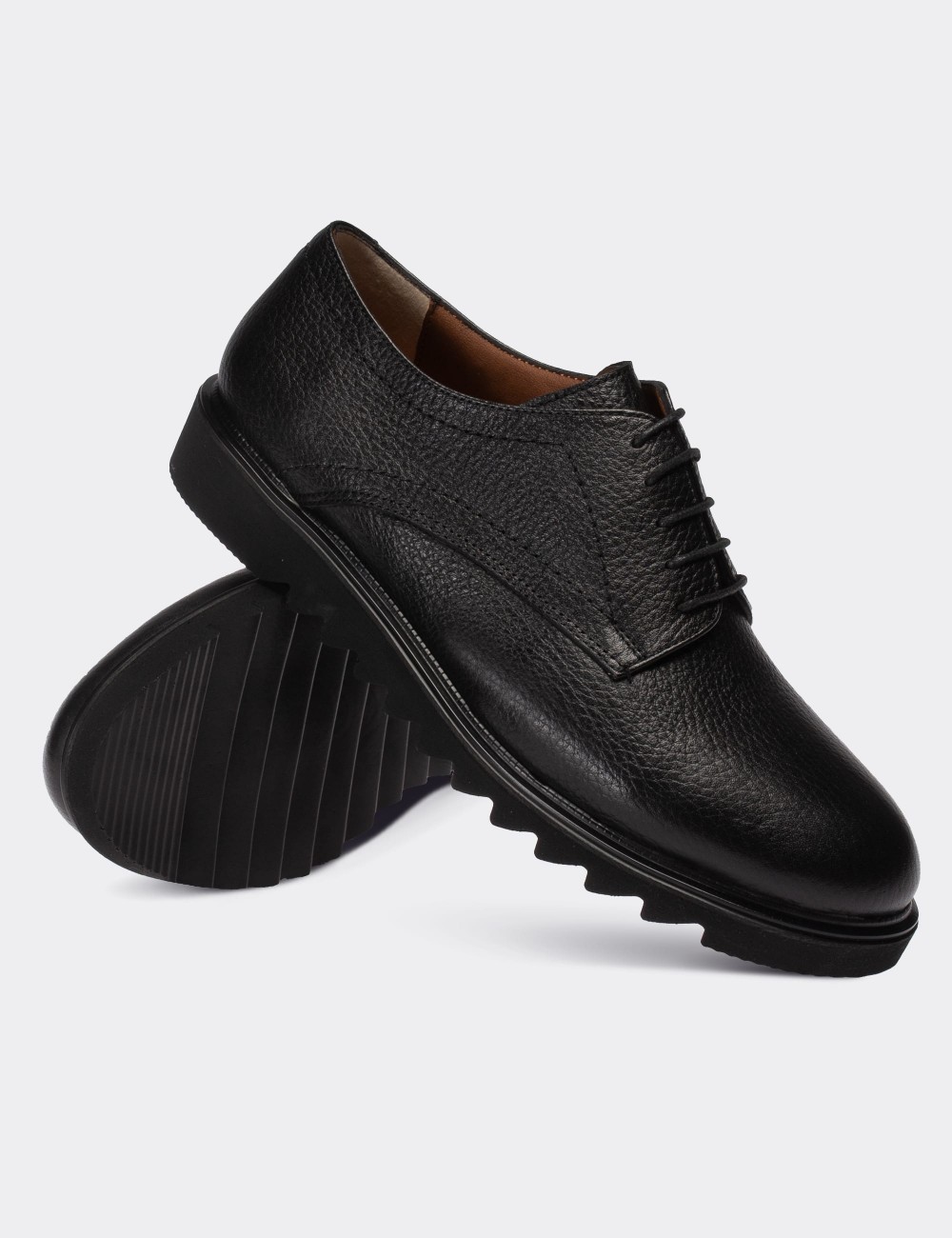 Black  Leather Lace-up Shoes - 01430ZSYHP01