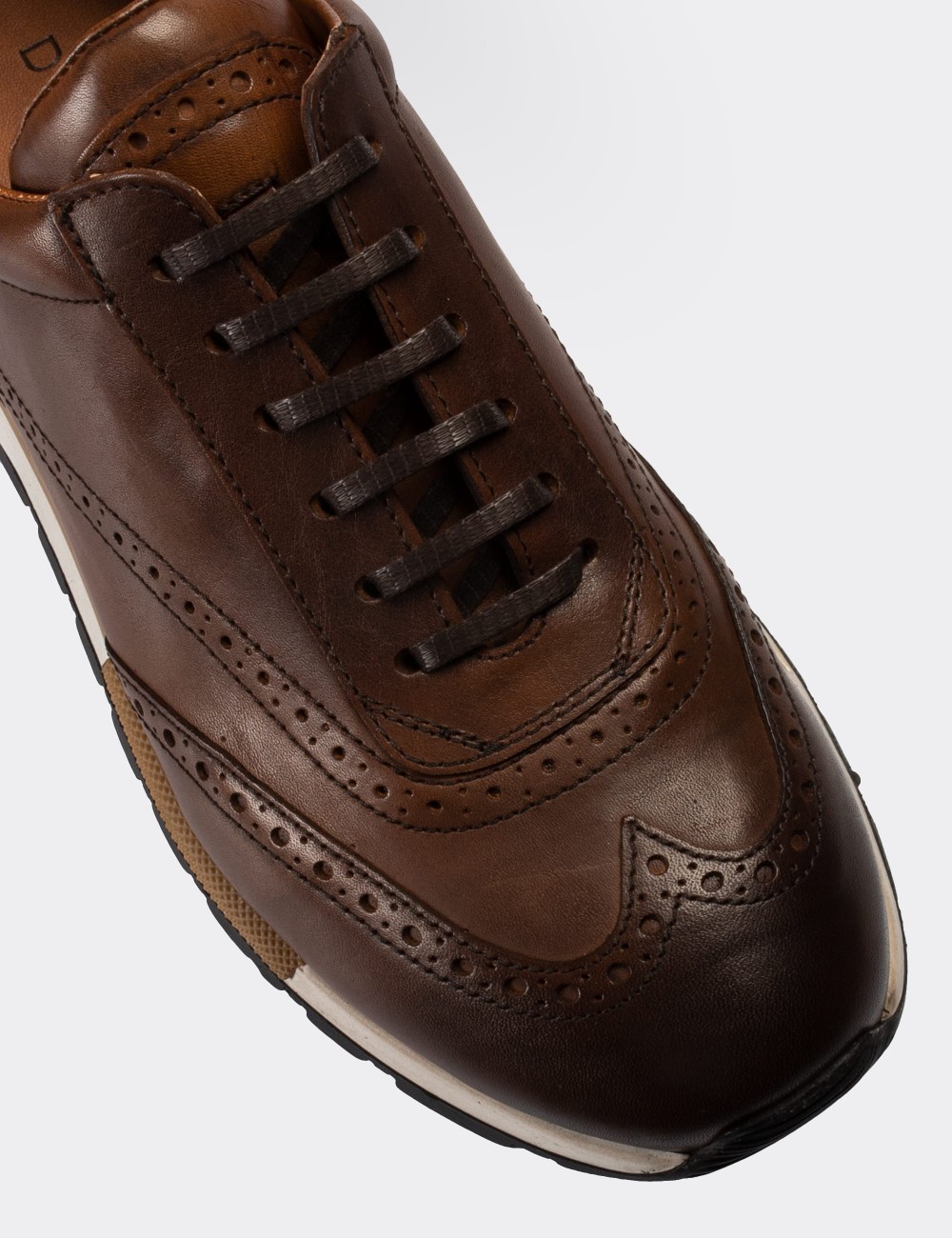 Tan  Leather Sneakers - 00750MTBAT02