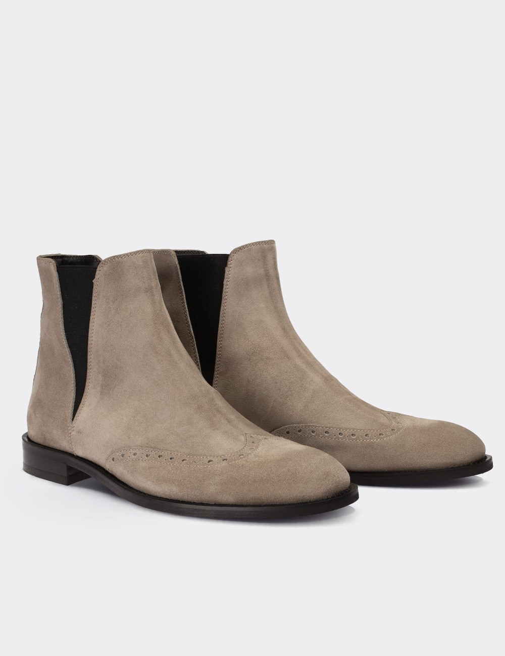 Gray Suede Leather Chelsea Boots - 01816MGRIM01