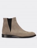 Gray Suede Leather Chelsea Boots