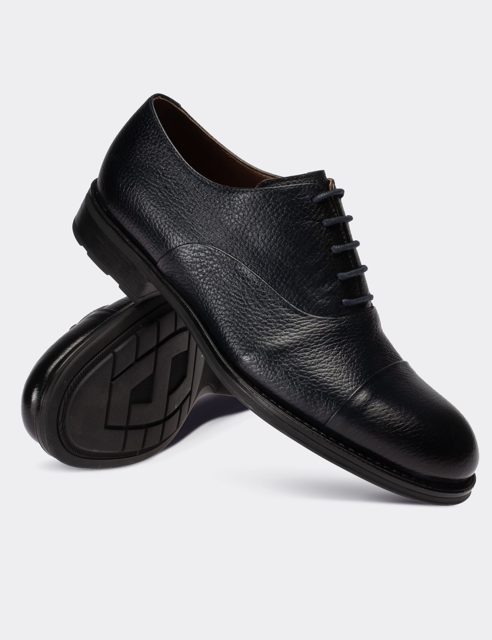 Navy  Leather Classic Shoes - 01026MLCVC03