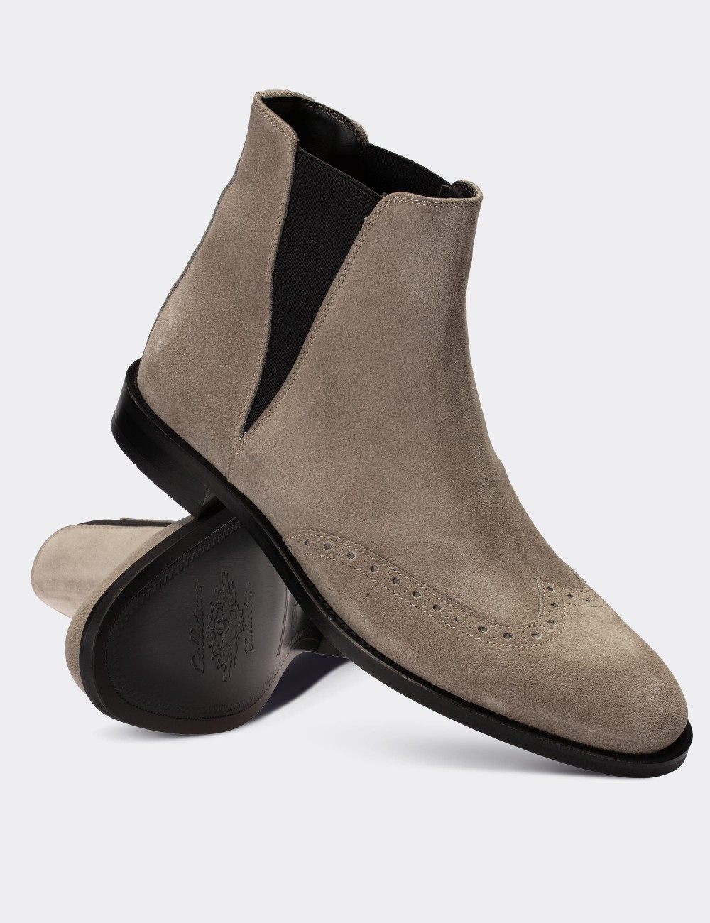 Gray Suede Leather Chelsea Boots - 01816MGRIM01