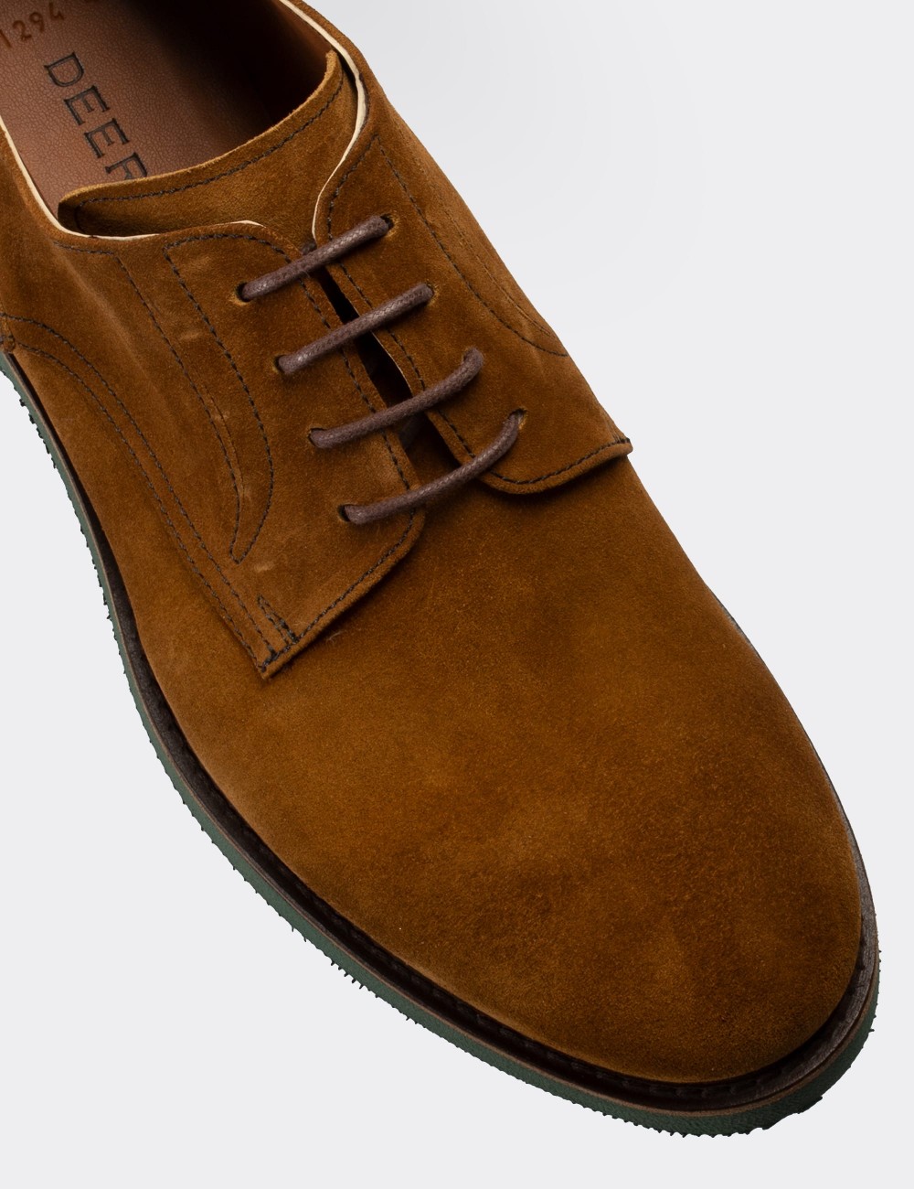 Tan Suede Leather Lace-up Shoes - 01294MTBAE12