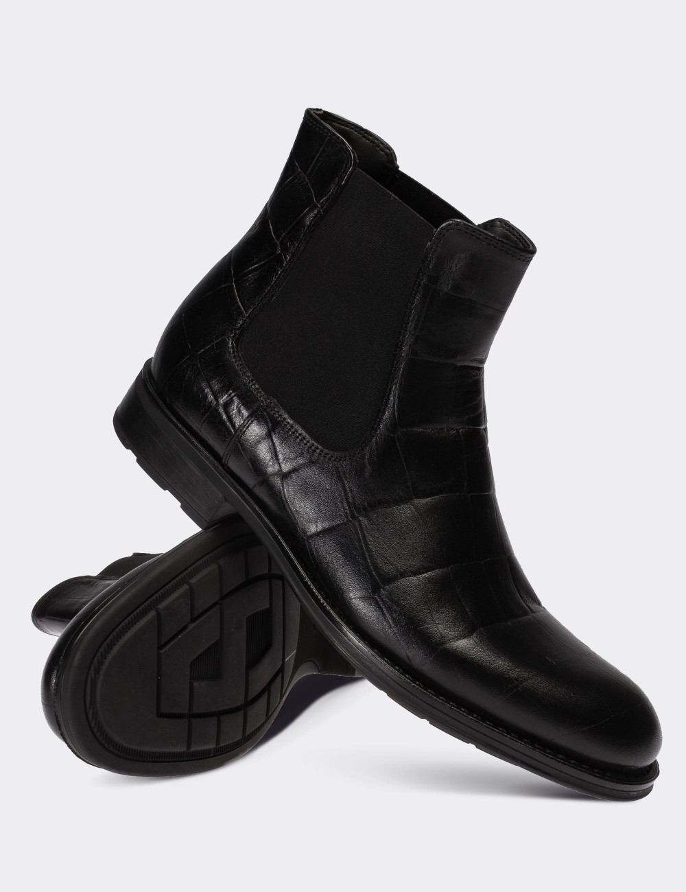 Black  Leather Chelsea Boots - 01620MSYHC19